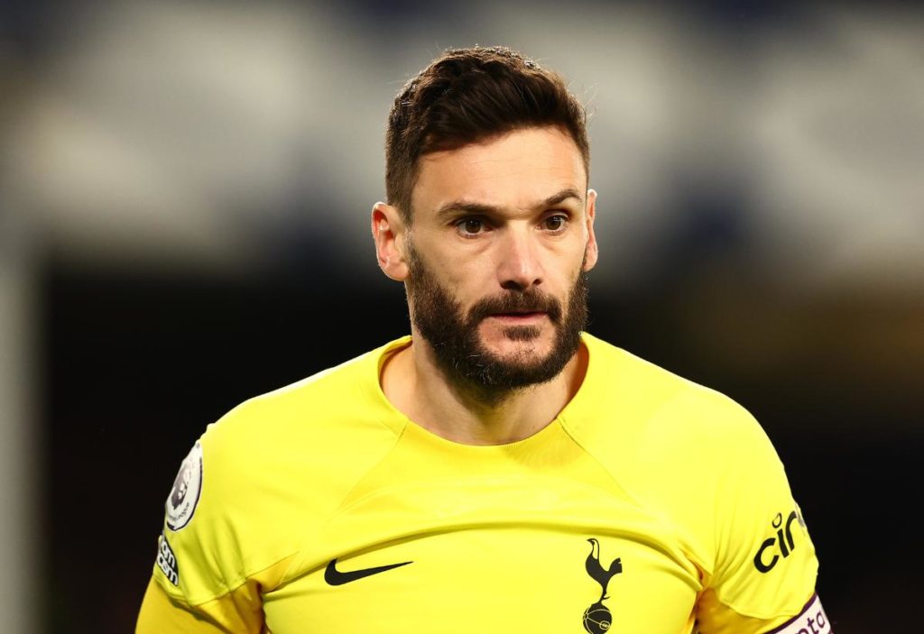 Hugo Lloris looks dazed in goal for Tottenham.