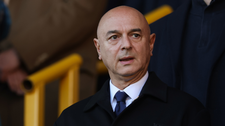 Tottenham chairman Daniel Levy stands with his mouth open.