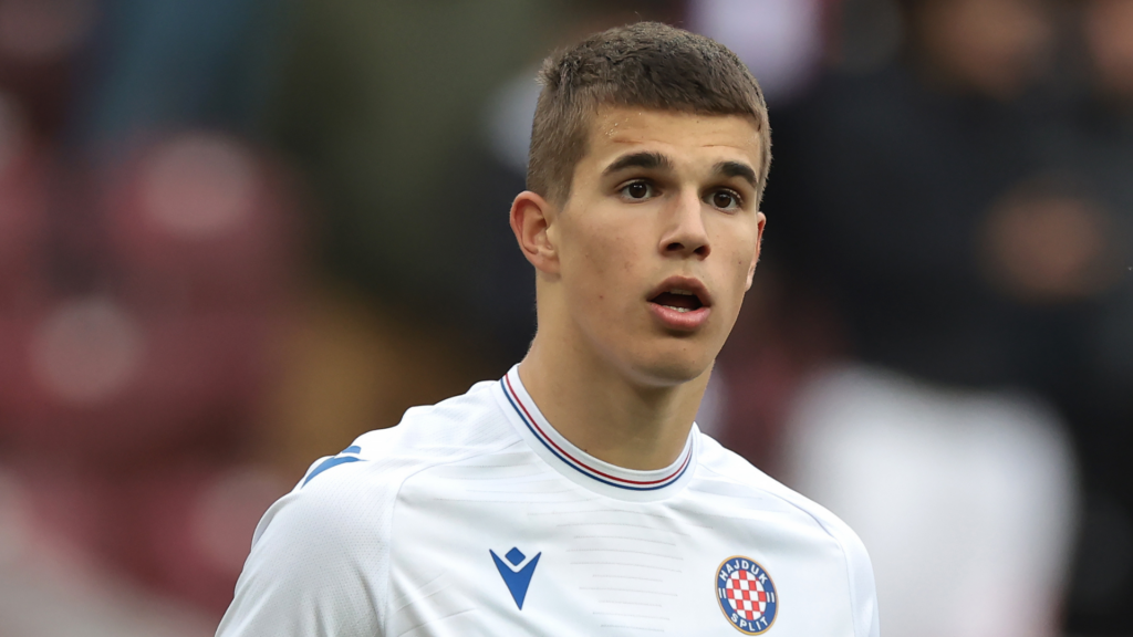 Tottenham defender Luka Vuskovic in action from Hajduk Split.