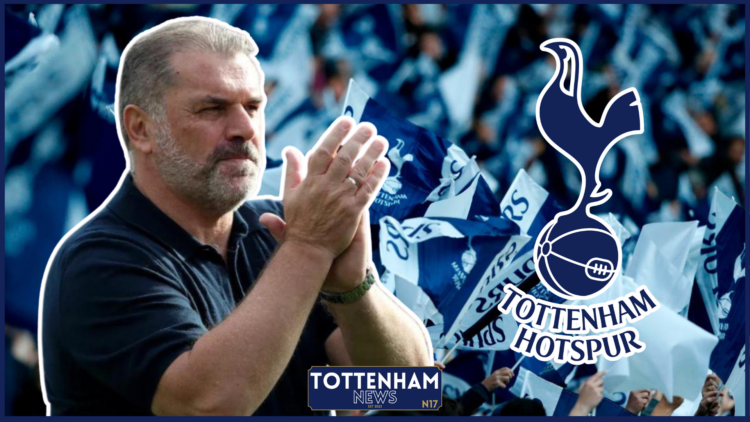 Ange Postecoglou and Tottenham badge
