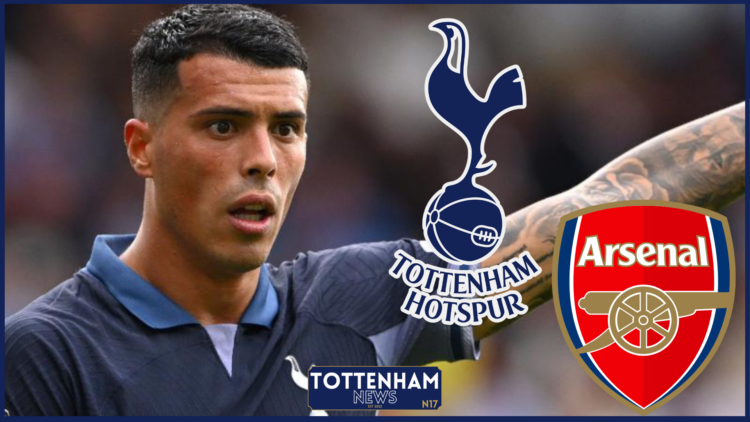 Pedro Porro, Arsenal badge, Tottenham badge