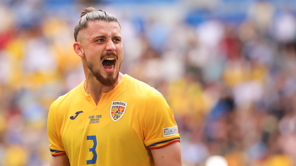 Tottenham defender Radu Dragusin in Romania kit