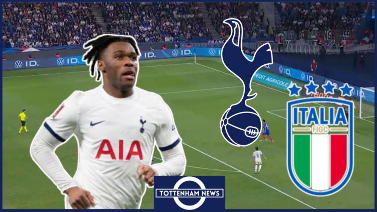 Destiny Udogie, Tottenham badge, Italy badge