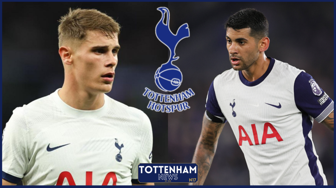 Micky van de Ven, Cristian Romero, Tottenham badge
