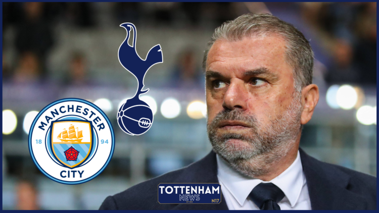 Ange Postecoglou, Manchester City badge, Tottenham badge