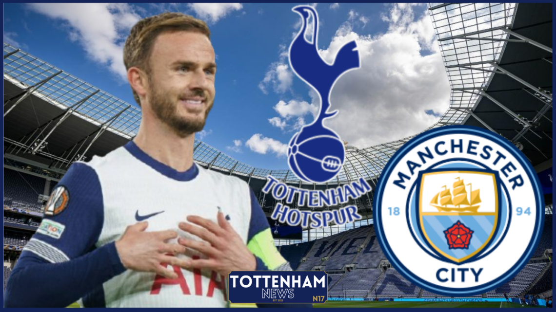 James Maddison, Tottenham badge, Manchester City badge