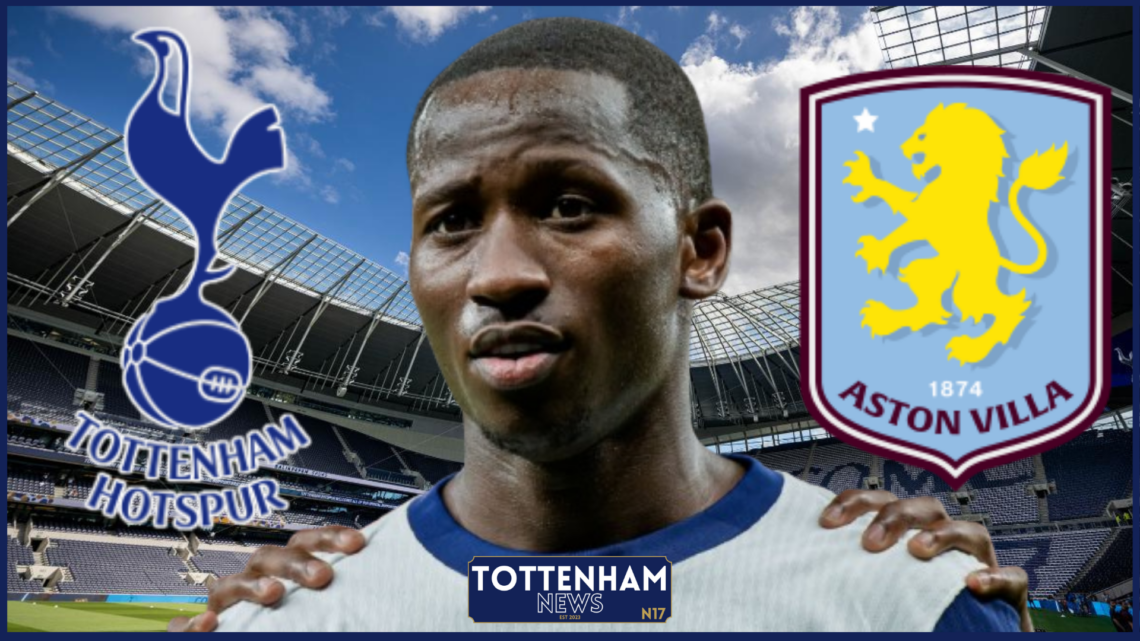 Pape Matar Sarr, Tottenham badge, Aston Villa badge