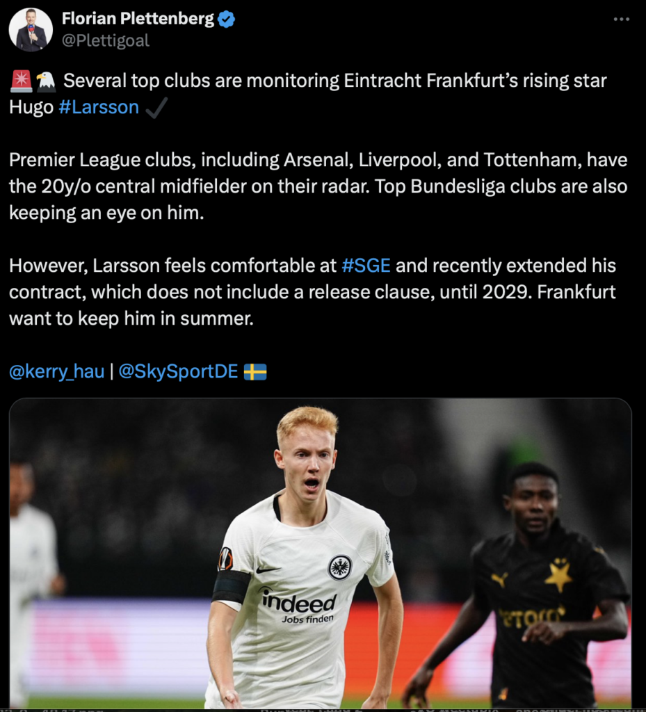 Tottenham Hugo Larsson