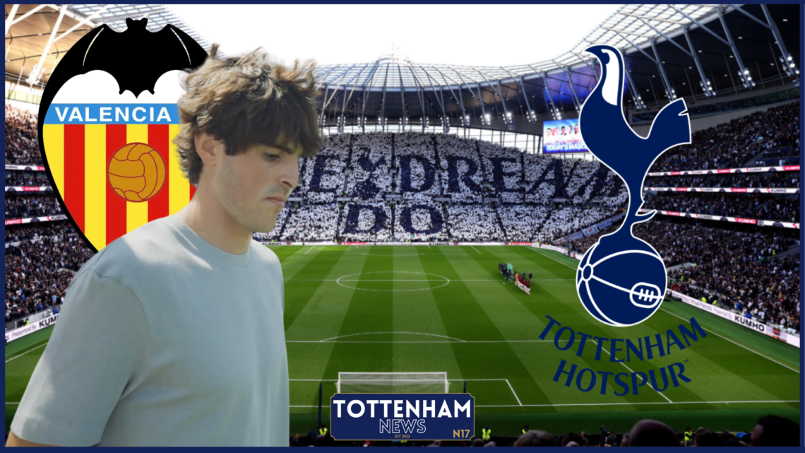 Tottenham badge, Valencia badge, Javi Guerra
