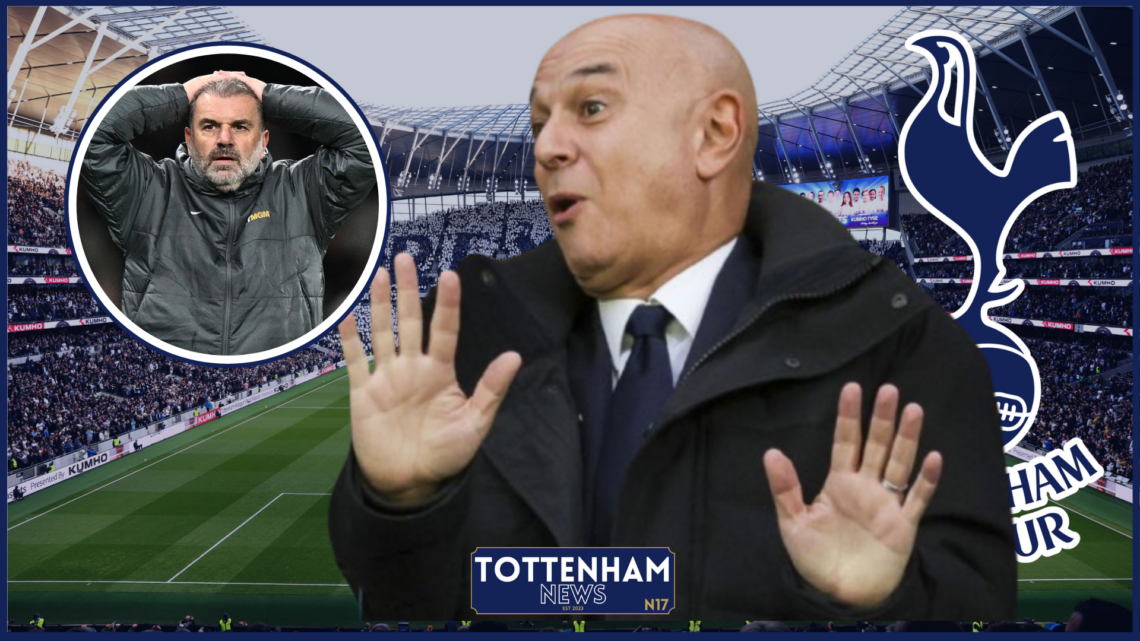 Daniel Levy, Ange Postecoglou in inset, Tottenham badge
