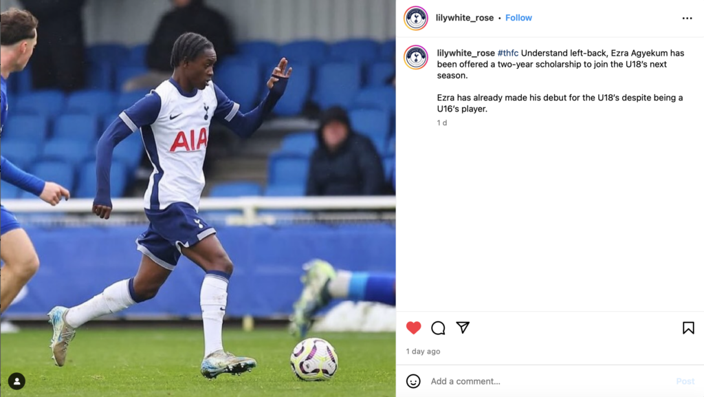 Ezra Agyekum Tottenham scholarship