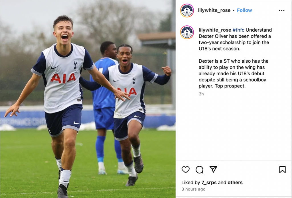 Dexter Oliver, Tottenham, Instagram
