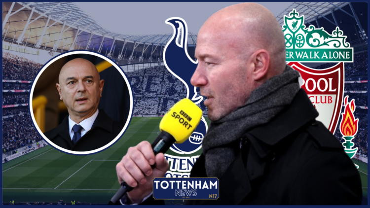 Alan Shearer, Daniel Levy, Tottenham badge, Liverpool badge