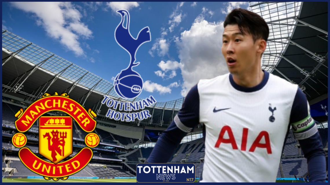 Son Heung-min, Tottenham badge, Manchester United badge
