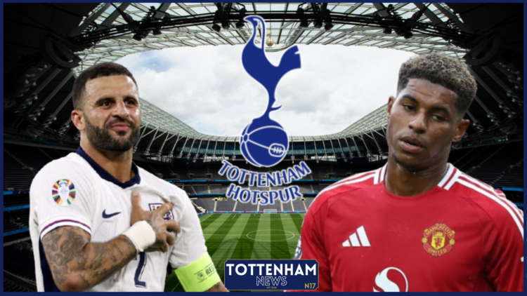 Kyle Walker, Marcus Rashford, Tottenham badge