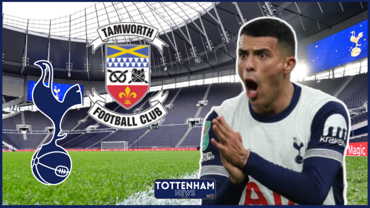 Pedro Porro, Tottenham badge, Tamworth badge