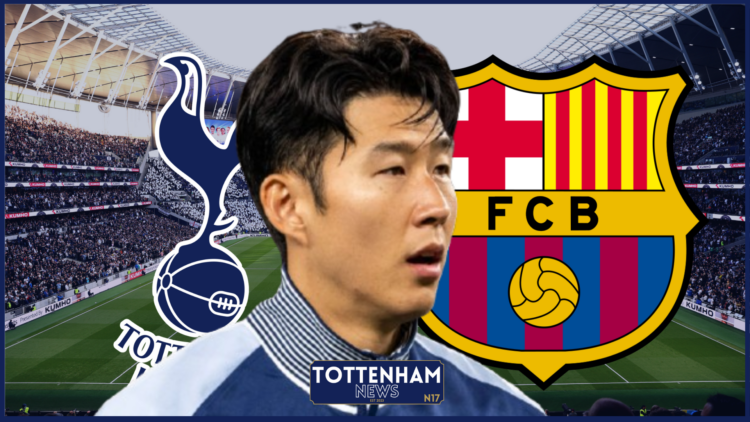 Son Heung-min, Tottenham badge, Barcelona badge