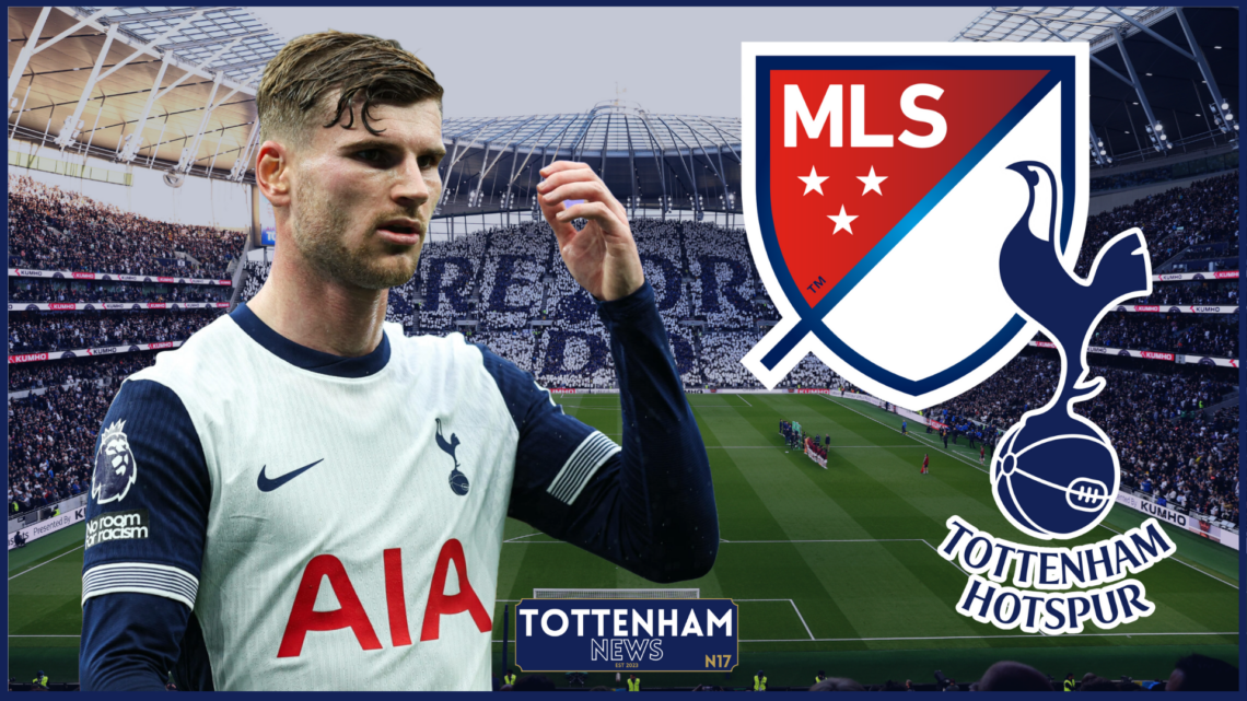 Timo Werner, Tottenham badge, MLS logo