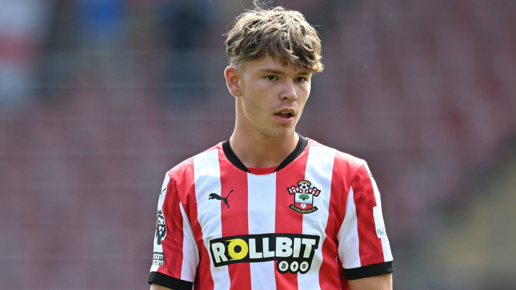 Tyler Dibling playing in Southampton home shirt