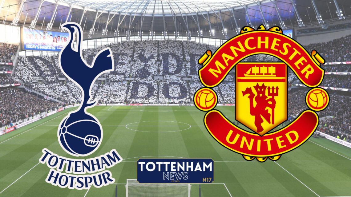 Tottenham badge, Manchester United badge, Tottenham Hotspur Stadium