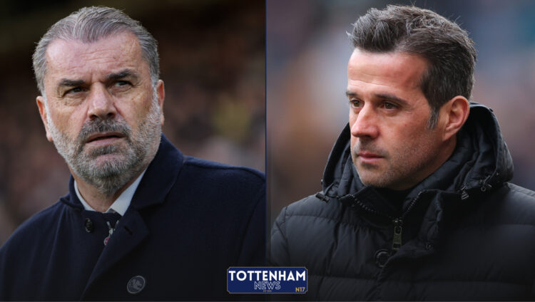Tottenham manager Ange Postecoglou and Fulham manager Marco Silva