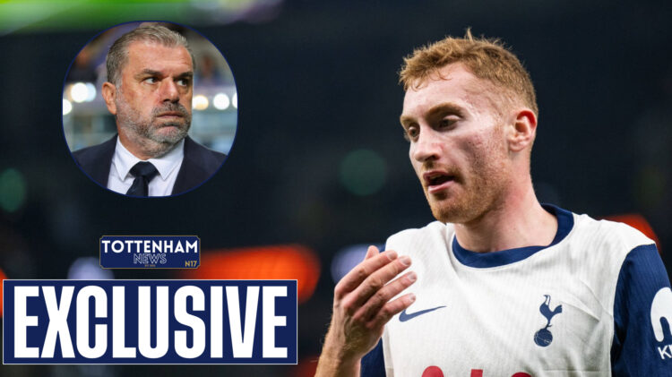 Ange Postecoglou and Dejan Kulusevski at Tottenham.