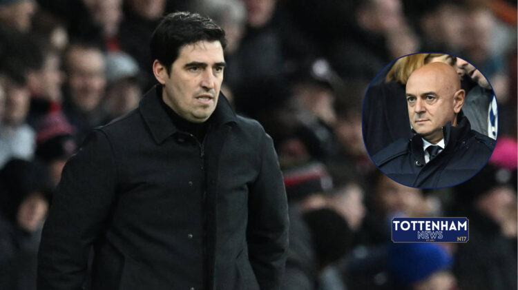 Andoni Iraola and Daniel Levy at Tottenham.