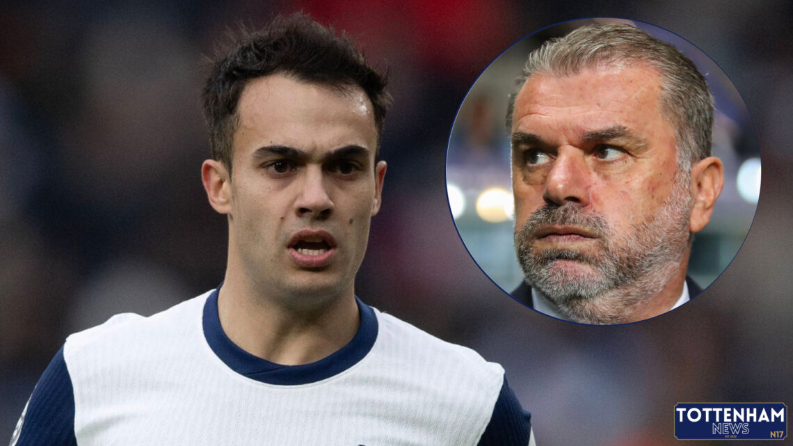 Tottenham defender Sergio Reguilon and Ange Postecoglou