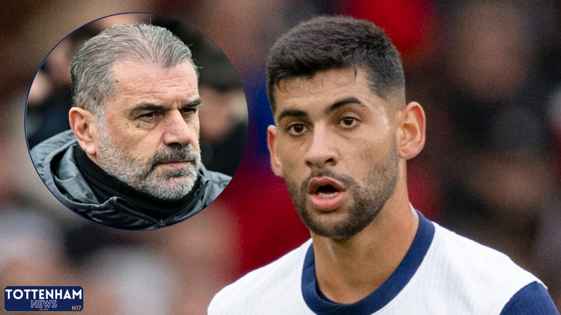 Tottenham defender Cristian Romero and Ange Postecoglou