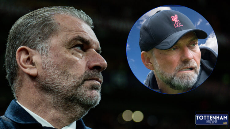 Tottenham boss Ange Postecoglou and Jurgen Klopp