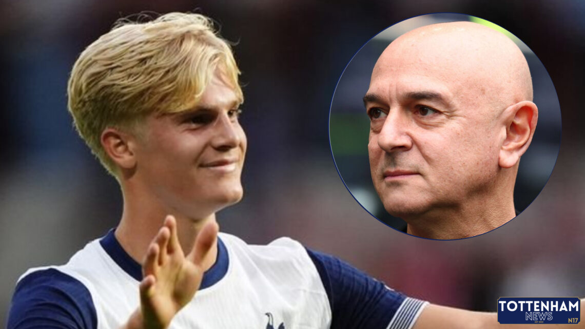 Tottenham midfielder Lucas Bergvall and Daniel Levy