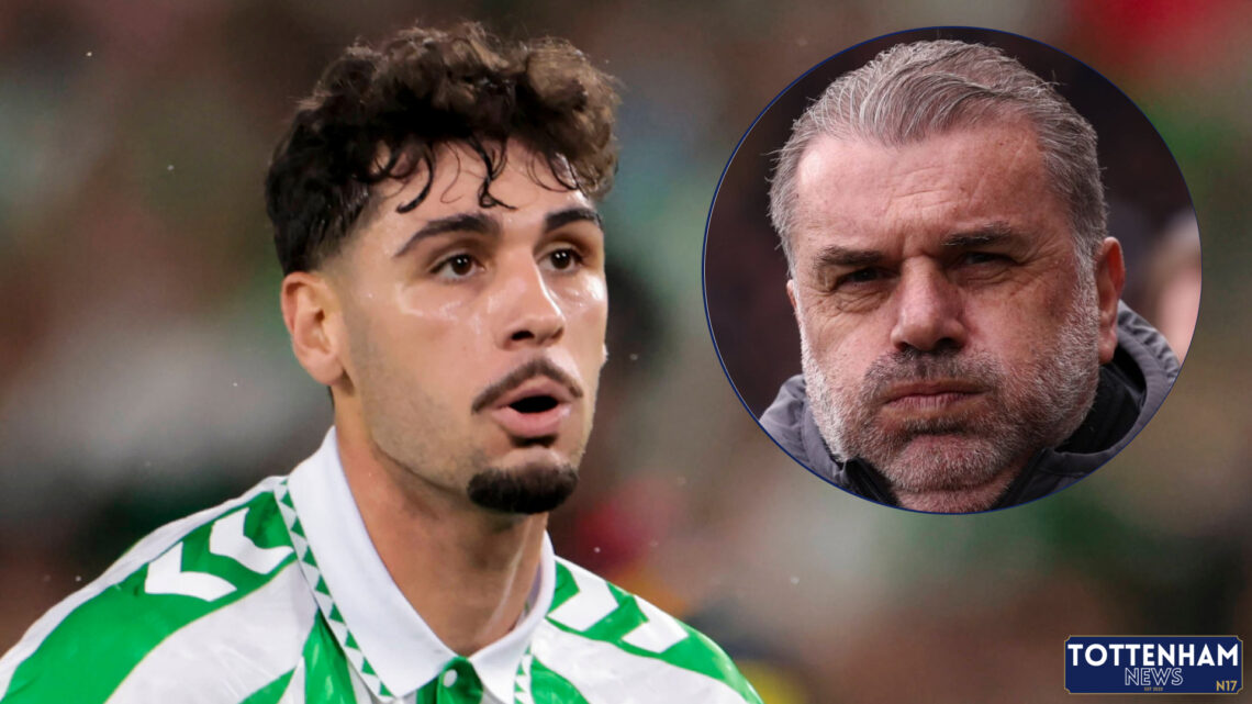 Tottenham manager Ange Postecoglou and Real Betis midfielder Johnny Cardoso