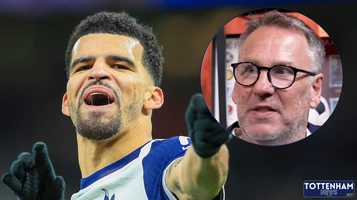 Tottenham striker Dominic Solanke and Paul Merson