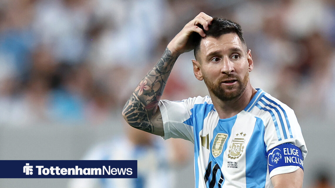 Lionel Messi playing for Argentina