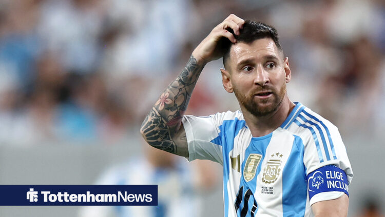 Lionel Messi playing for Argentina