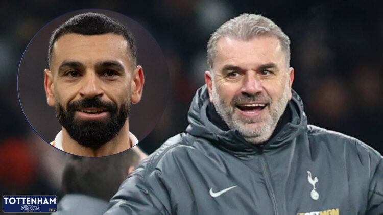 Tottenham manager Ange Postecoglou and Liverpool forward Mohamed Salah