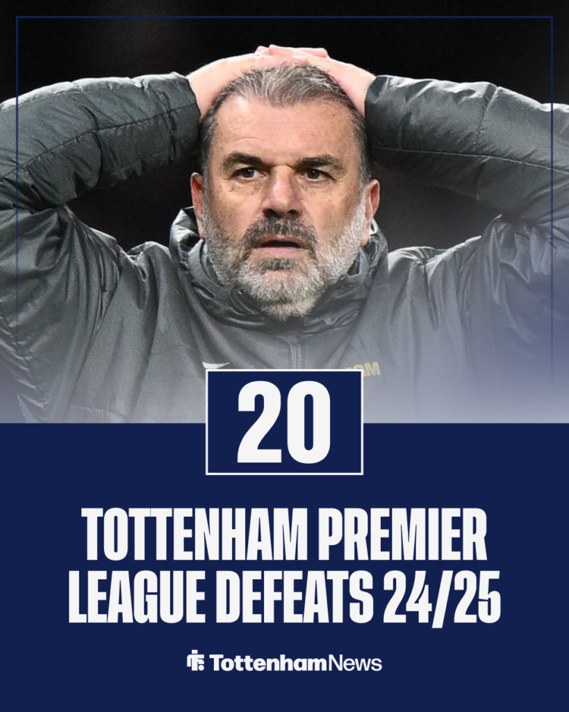 Tottenham Premier League defeats stat, Ange Postecoglou
