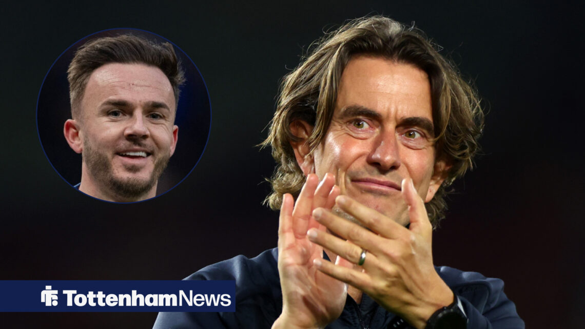 Tottenham manager Thomas Frank and James Maddison