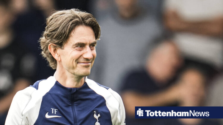 Tottenham manager Thomas Frank smiles