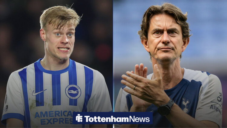 Jan Paul van Hecke playing for Brighton and Thomas Frank clapping fans