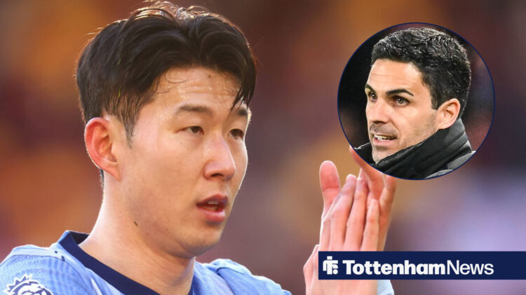Son Heung-min clapping with Mikel Arteta