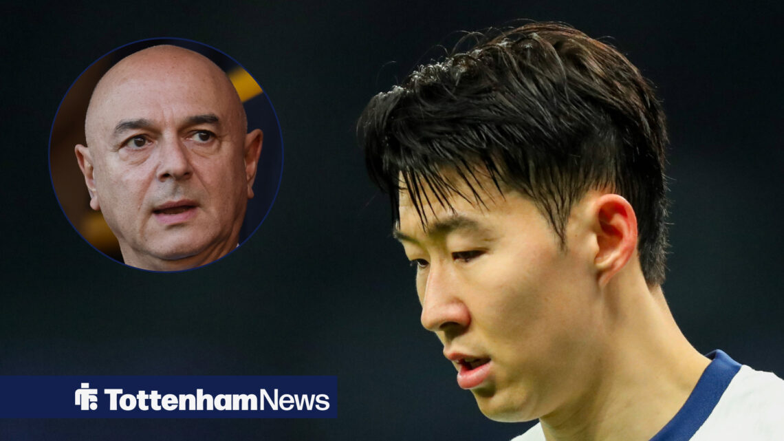 Son Heung-min and Daniel Levy looking disgruntled