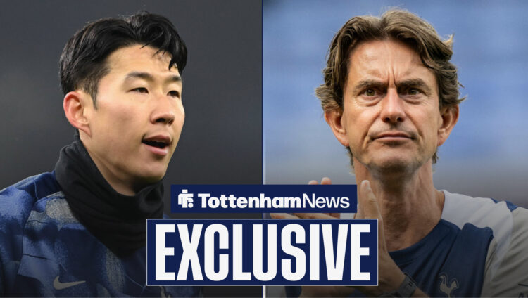 Tottenham forward Son Heung-min and manager Thomas Frank.