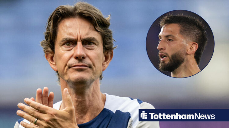 Thomas Frank applauding with Rodrigo Bentancur