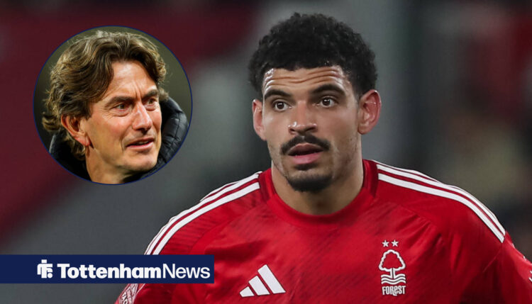 Tottenham manager Thomas Frank and Nottingham Forest midfielder Morgan Gibbs-White