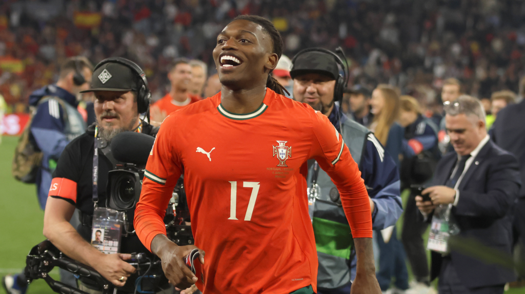 Tottenham-linked winger Rafael Leao in action for Portugal.