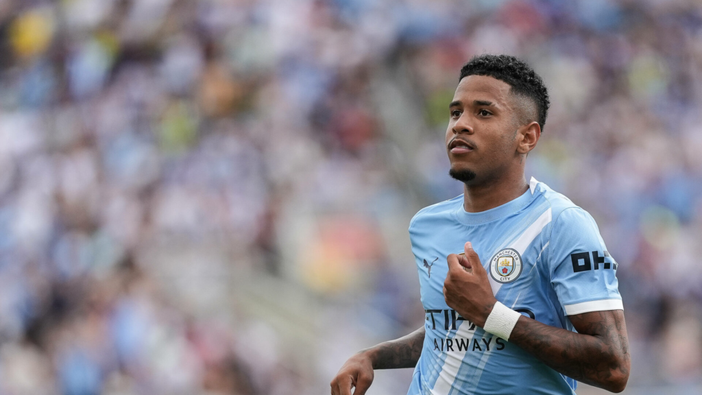 Tottenham target Savinho in action for Manchester City.