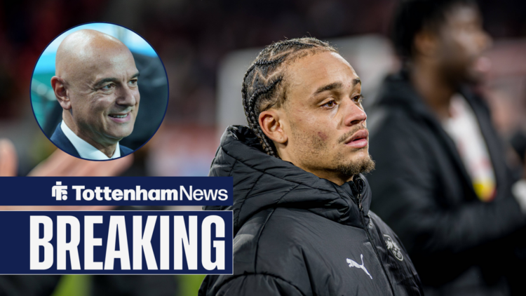 RB Leipzig midfielder Xavi Simons with Tottenham chairman Daniel Levy insert