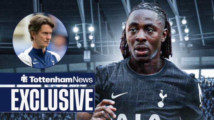 Eberechi Eze in Tottenham shirt with Thomas Frank in circular frame