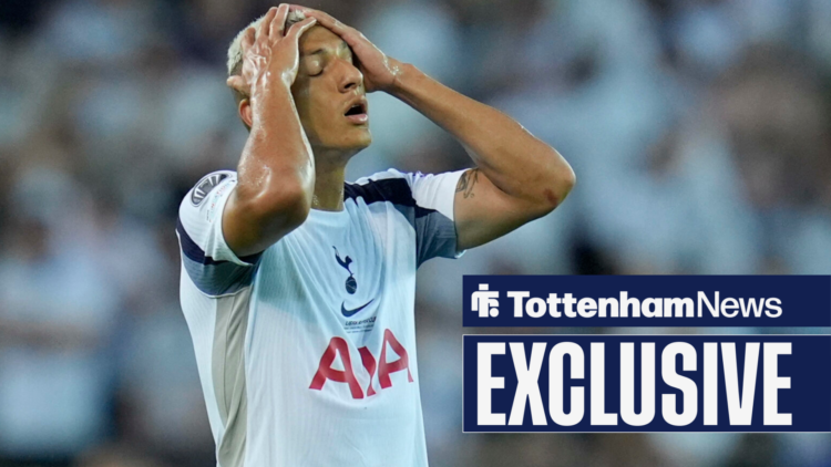 Richarlison with head in hands in Tottenham home shirt